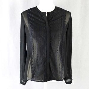 The Kooples Sheer Lace Polka Dot Detail Blouse